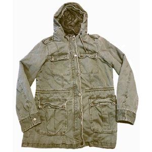 Hooded Lined Military Cargo Coat Jacket